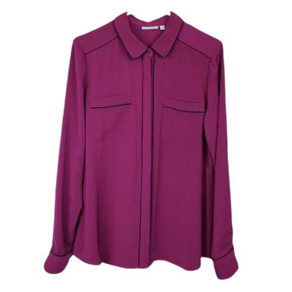 NWT Halogen Maroon Long Sleeve Button Down Top - Picture 1 of 8